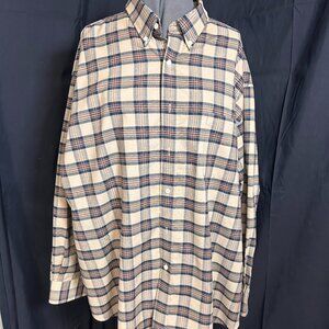 Tan Plaid Long Sleeve Towncraft Button Down Shirt 2XL